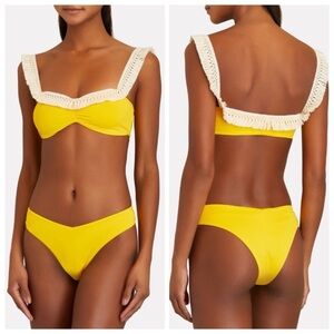 WeWoreWhat Saffron Tassel Fringe Bikini Top